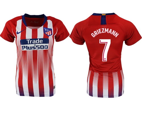 Women's Atletico Madrid #7 Griezmann Home Soccer Club Jersey
